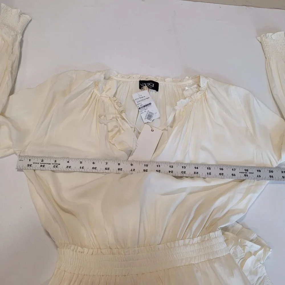 VICI Collection Smocked Long Sleeve Dress In Sweet Corn‎ Size XS NWT